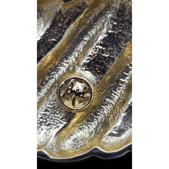 Gold Tone and Black Enamel Bib 18" Long Necklace by Angel Company - Picture 5 of 5